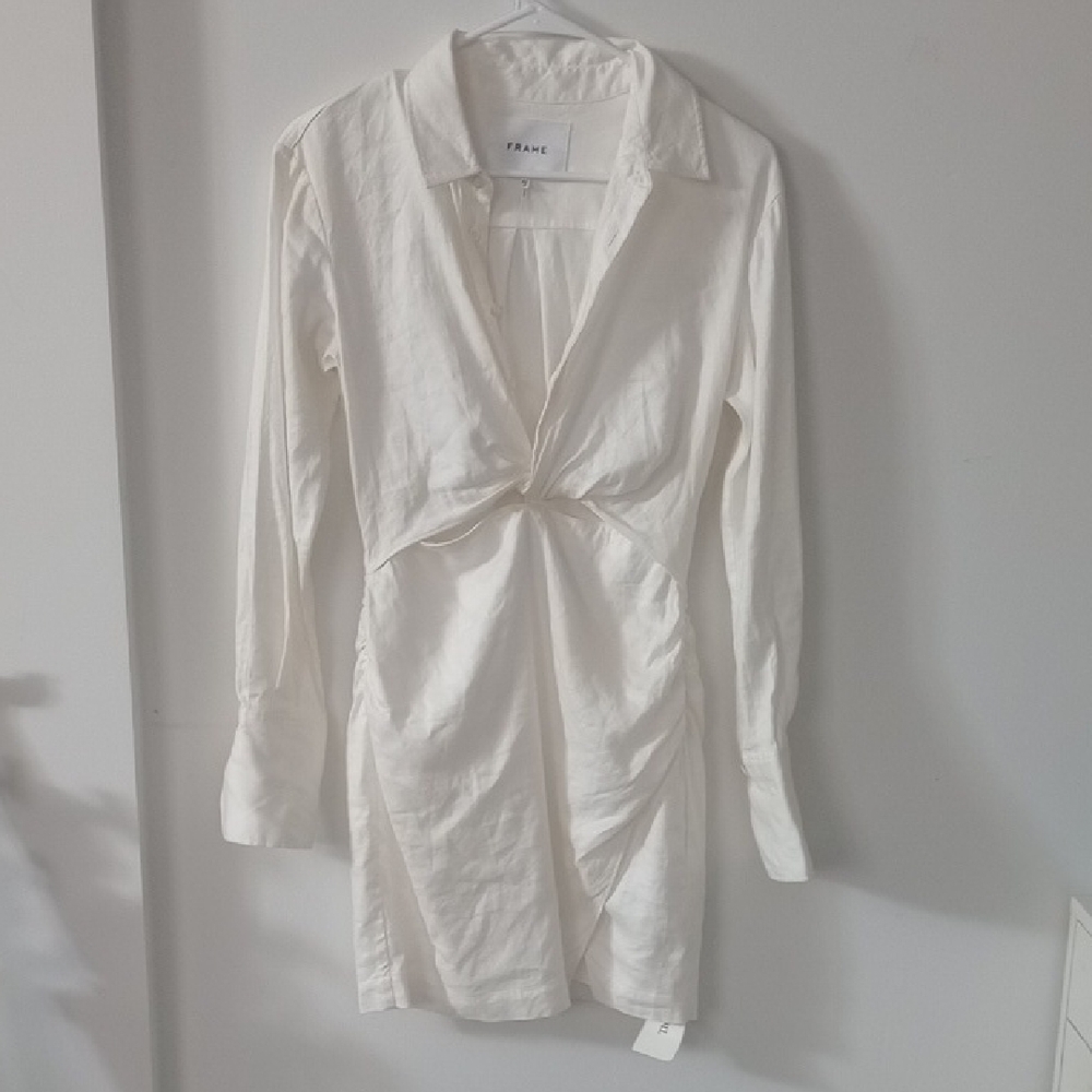 Frame Denim Cream Twist Front Dress